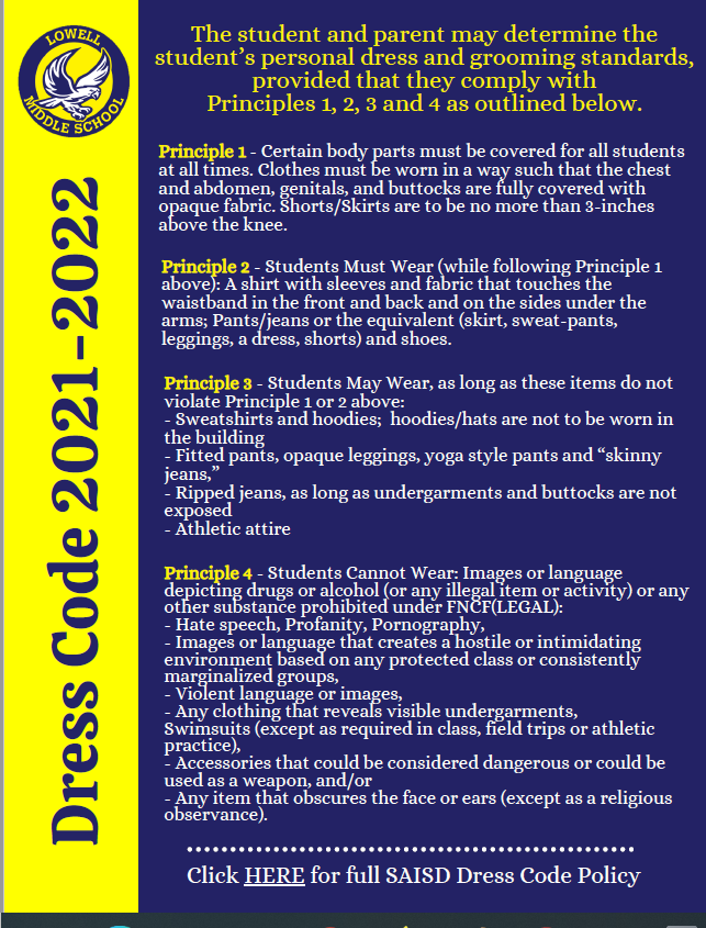 Click on the photo to read the district dress code policy.